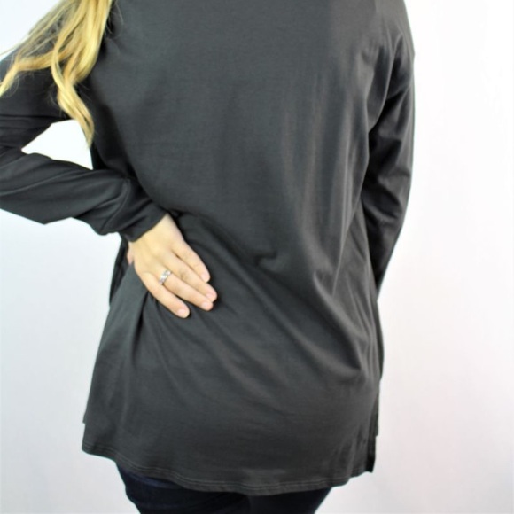 Long Sleeve Cowl Neck Solid Top in Black - Picture 2 of 6
